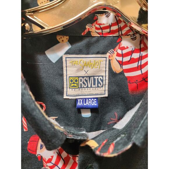 RSVLTS Sandlot Green Button Down Christmas Long-Sleeve Collared Shirt Size XXL - Picture 3 of 9